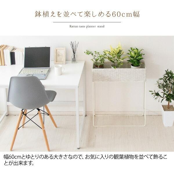 プランタースタンド プラントBOX 観葉植物入れ 植木鉢スタンド 人工ラタン 玄関 リビング 待合室 サイドテーブル 幅60cm ハイタイプ コンパクト インテリア |  | 04