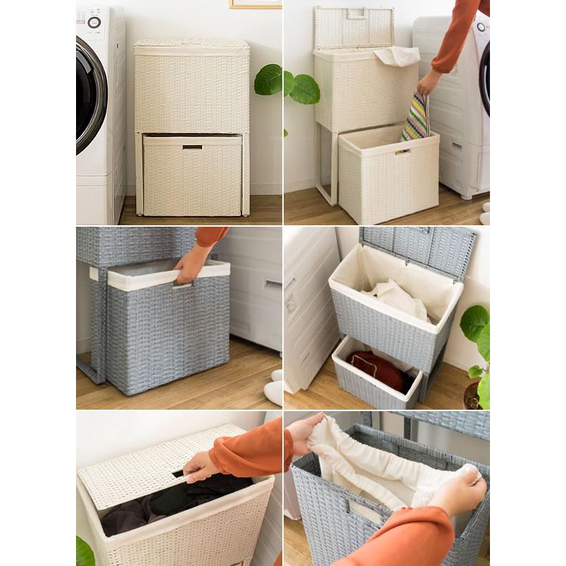 ランドリーボックス ふた付 ラタン風 キャスター付き スリム 洗濯かご 洗濯物入れ 脱衣ボックス ランドリー収納 ストッカー 新聞入れ おもちゃ入れ 軽い すき間 |  | 01