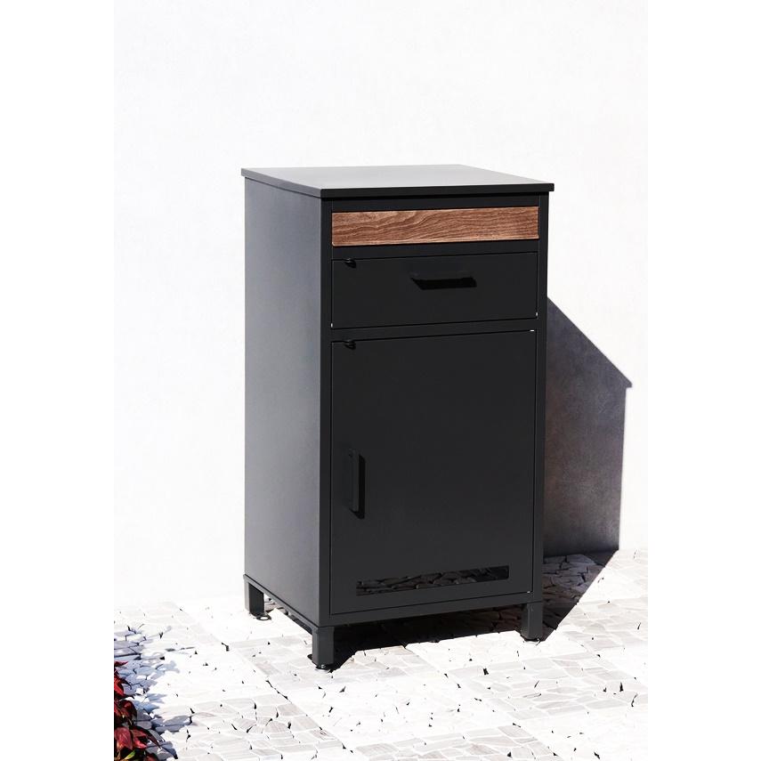 宅配ボックス ポスト付 郵便受け おしゃれ メールボックス 一戸建て 屋外 置き配 北欧 カントリー- 置き型 Jake-ジェイク ディムグレー シルバー 木目 モダン | ブランド登録なし | 03