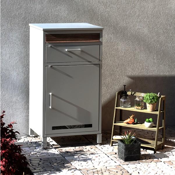 宅配ボックス ポスト付 郵便受け おしゃれ メールボックス 一戸建て 屋外 置き配 北欧 カントリー- 置き型 Jake-ジェイク ディムグレー シルバー 木目 モダン | ブランド登録なし | 06