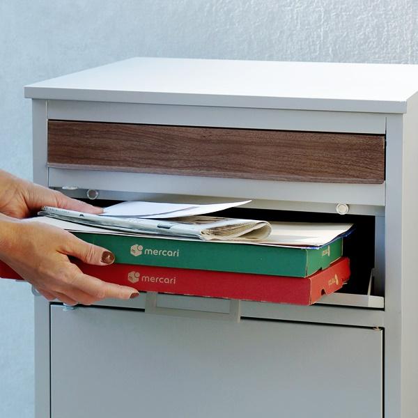 宅配ボックス ポスト付 郵便受け おしゃれ メールボックス 一戸建て 屋外 置き配 北欧 カントリー- 置き型 Jake-ジェイク ディムグレー シルバー 木目 モダン | ブランド登録なし | 10