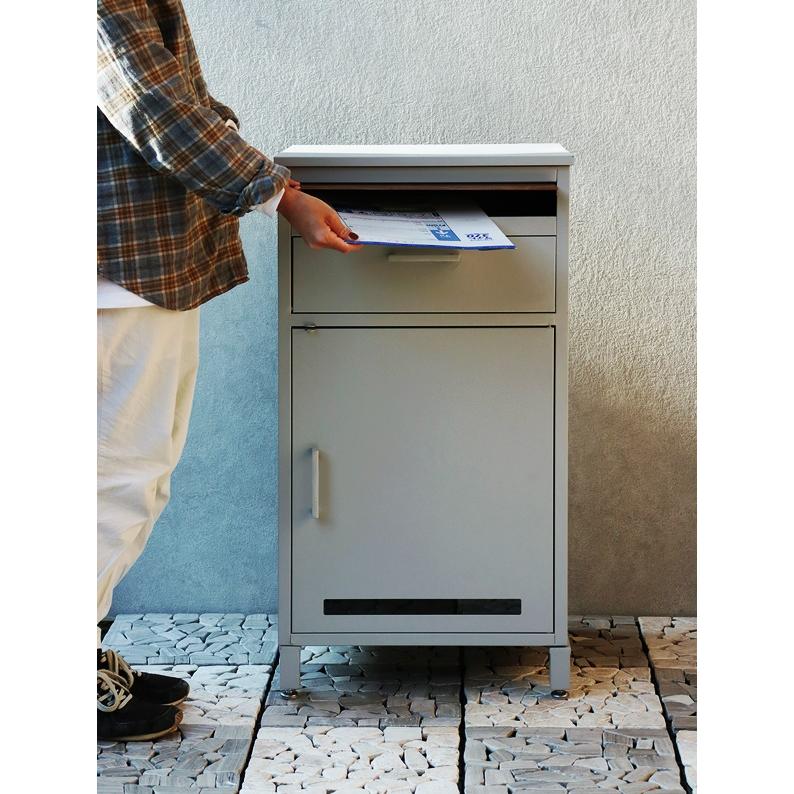 宅配ボックス ポスト付 郵便受け おしゃれ メールボックス 一戸建て 屋外 置き配 北欧 カントリー- 置き型 Jake-ジェイク ディムグレー シルバー 木目 モダン | ブランド登録なし | 11