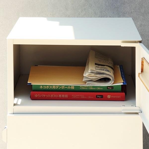 宅配ボックス付ポスト 置き型 鍵付き メールボックス 郵便受け スタンドポスト おしゃれ レトロ ダークグレー グレージュ 木目 屋外 Gian-ジャン- |  | 06