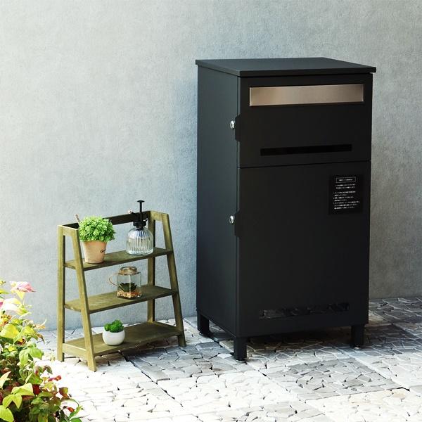 宅配ボックス ポスト付 スタンドポスト 郵便受け メールボックス おしゃれ アンティーク レトロ ディムグレー ボルドー Marisa-マリーザ- 置き型 |  | 03