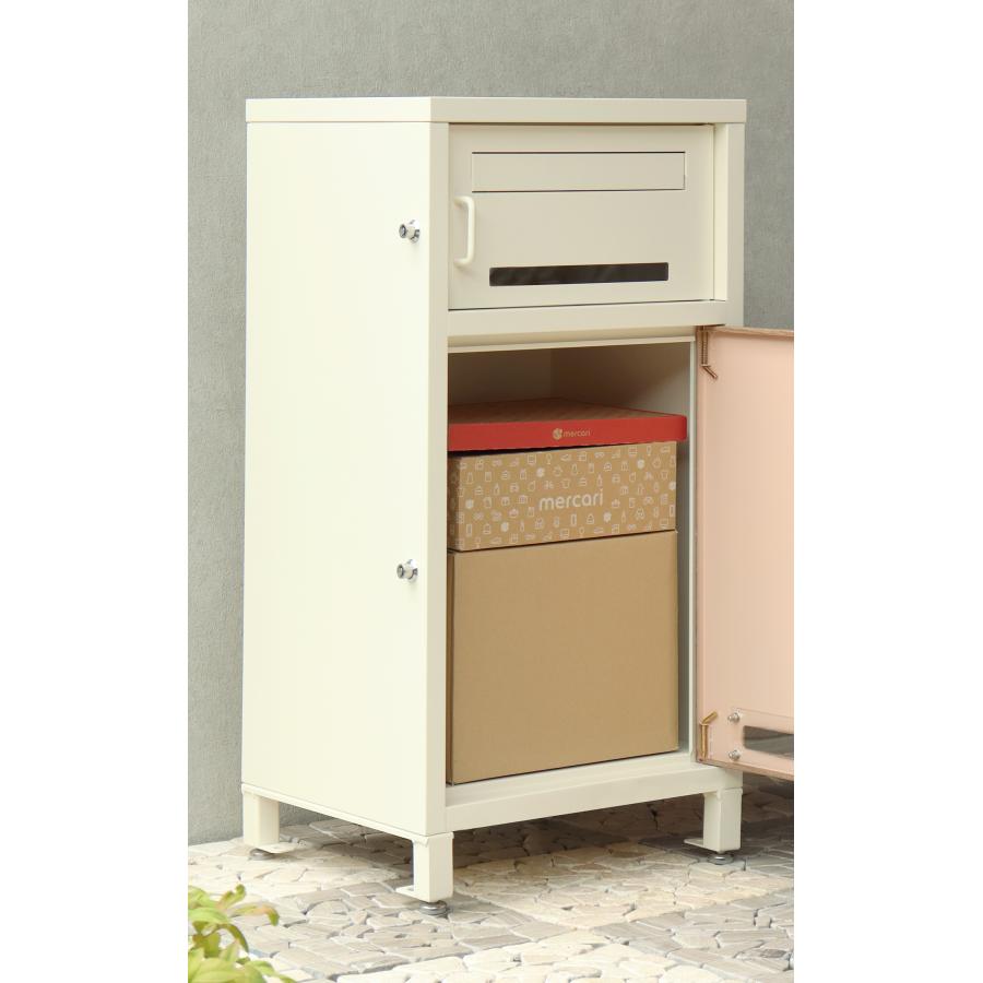 宅配ボックス付ポスト 郵便ポスト メールボックス 一戸建て用 一体型 郵便受け スタンドポスト おしゃれ 北欧 カントリー モダン 木目 ティムグレー アイボリー | ブランド登録なし | 09