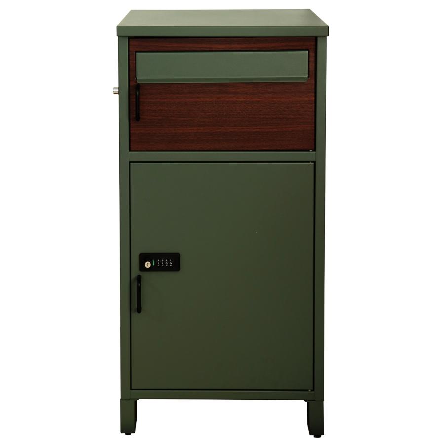 宅配ボックス付ポスト 郵便ポスト おしゃれ スタンドポスト 宅配ボックス 郵便受け 北欧 レトロ モダン アンティーク 鍵付き ダイヤル錠 グリーン グレージュ | ブランド登録なし | 16