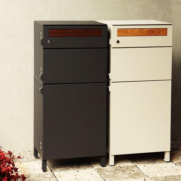 宅配ボックス付ポスト 宅配2段タイプ 一戸建て 宅配ポスト 郵便ポスト 大容量 大型 鍵付き 一体型 メールボックス 置き型ポスト スタンドポスト おしゃれ | 