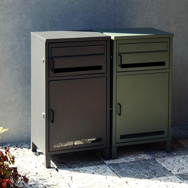 宅配ボックス付きポスト 郵便ポスト 一戸建て スタンドポスト 一体型 鍵付き メールボックス 郵便受け 置き配 玄関前 宅配ポスト ダークグレー エバーグリーン | ブランド登録なし | 03