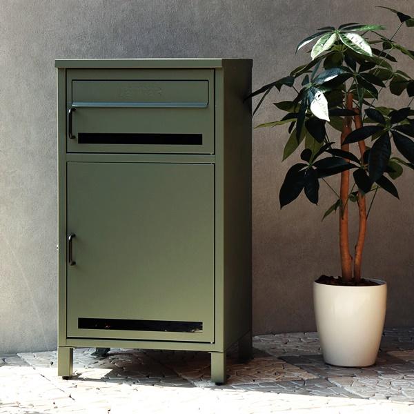 宅配ボックス付きポスト 郵便ポスト 一戸建て スタンドポスト 一体型 鍵付き メールボックス 郵便受け 置き配 玄関前 宅配ポスト ダークグレー エバーグリーン | ブランド登録なし | 05