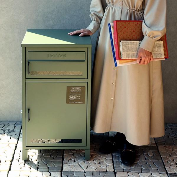 宅配ボックス付きポスト 郵便ポスト 一戸建て スタンドポスト 一体型 鍵付き メールボックス 郵便受け 置き配 玄関前 宅配ポスト ダークグレー エバーグリーン | ブランド登録なし | 06