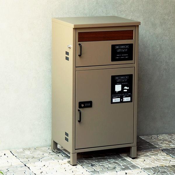 宅配ボックス ポスト付 郵便受け 鍵付き おしゃれ メールボックス 一戸建て 屋外 置き配 北欧 カントリー ダークグレー ミルクティーベージュ 木目 モダン | ブランド登録なし | 04