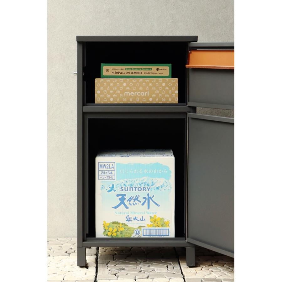 宅配ボックス ポスト付 郵便受け 鍵付き おしゃれ メールボックス 一戸建て 屋外 置き配 北欧 カントリー ダークグレー ミルクティーベージュ 木目 モダン | ブランド登録なし | 09