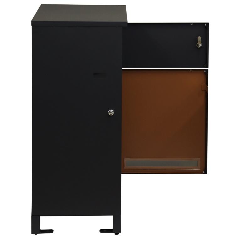 宅配ボックス付ポスト ポスト付宅配ボックス スタンドポスト 宅配BOX 置き型 自立 郵便ポスト 鍵付き おしゃれ 北欧 モダン レトロ ダークグレー ホワイト 木目 | ブランド登録なし | 18