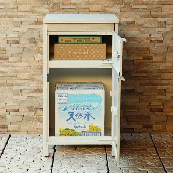 宅配ボックス付ポスト ポスト付宅配ボックス スタンドポスト 宅配BOX 置き型 自立 郵便ポスト 鍵付き おしゃれ 北欧 モダン レトロ ダークグレー ホワイト 木目 | ブランド登録なし | 06