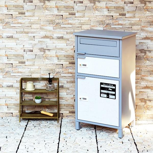 宅配ボックス付ポスト 宅配2段タイプ 漆喰風 郵便ポスト 郵便受け ポスト一体型 宅配ポスト メールボックス 一戸建て用 自立式 置き型 屋外 グレー グレージュ | ブランド登録なし | 04