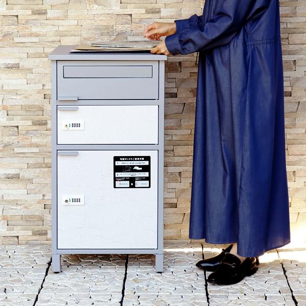 宅配ボックス付ポスト 宅配2段タイプ 漆喰風 郵便ポスト 郵便受け ポスト一体型 宅配ポスト メールボックス 一戸建て用 自立式 置き型 屋外 グレー グレージュ | ブランド登録なし | 06