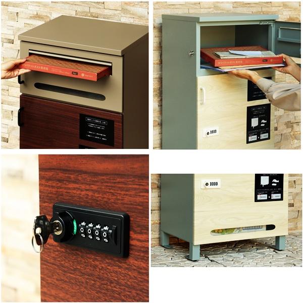 宅配ボックス付ポスト 郵便ポスト 郵便受け ポスト一体型 宅配ポスト メールボックス 宅配BOX 一戸建て用 自立式 置き型 屋外 ベージュ ブルーグレー 置き配 | ブランド登録なし | 08