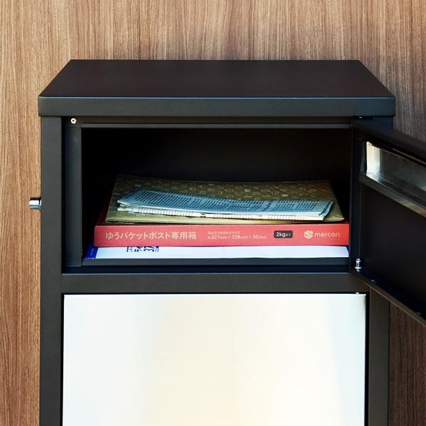 宅配ボックス付ポスト 郵便ポスト 郵便受け ポスト一体型 宅配ポスト メールボックス 一戸建て用 自立式 屋外 新聞受け グレー ネイビー おしゃれ 北欧 鍵付き | ブランド登録なし | 07