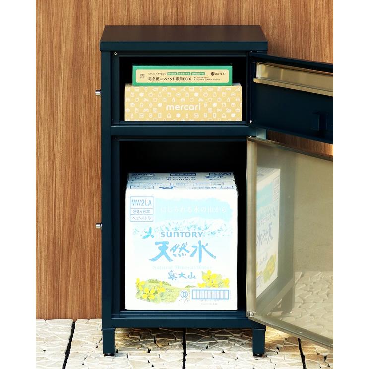 宅配ボックス付ポスト 郵便ポスト 郵便受け ポスト一体型 宅配ポスト メールボックス 一戸建て用 自立式 屋外 新聞受け グレー ネイビー おしゃれ 北欧 鍵付き | ブランド登録なし | 08