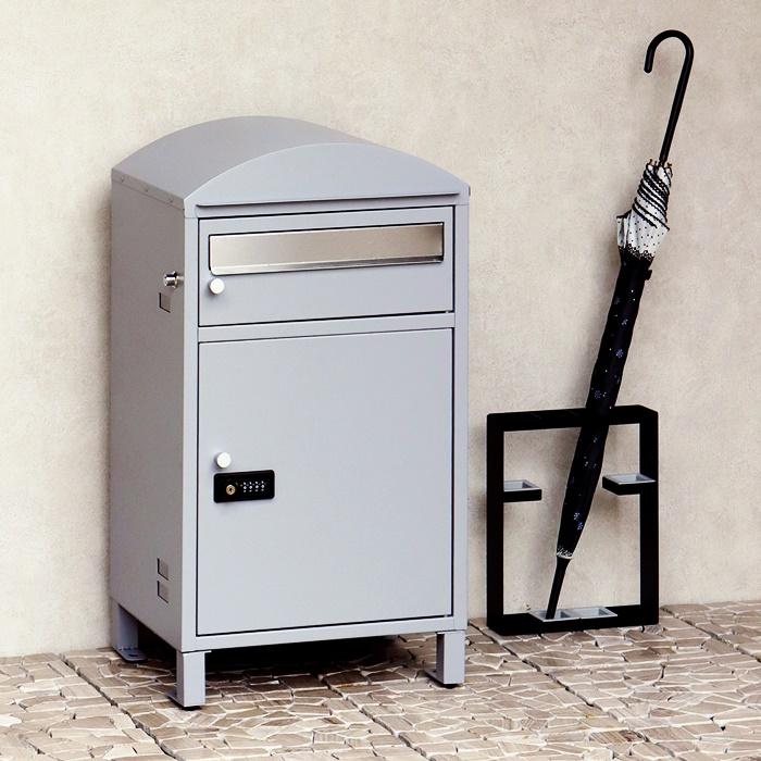 ポスト付 宅配ボックス スタンド型 自立 郵便ポスト グレー グリーン 郵便受け おしゃれ 北欧 モダン レトロ シンプル 一戸建て 玄関前 アンティーク 鍵付き | ブランド登録なし | 04