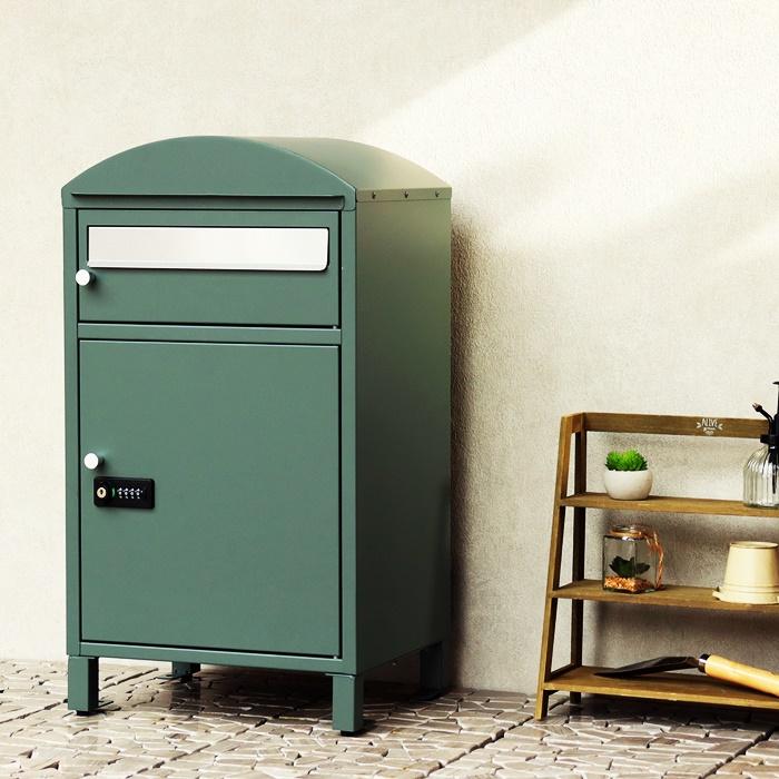 ポスト付 宅配ボックス スタンド型 自立 郵便ポスト グレー グリーン 郵便受け おしゃれ 北欧 モダン レトロ シンプル 一戸建て 玄関前 アンティーク 鍵付き | ブランド登録なし | 05