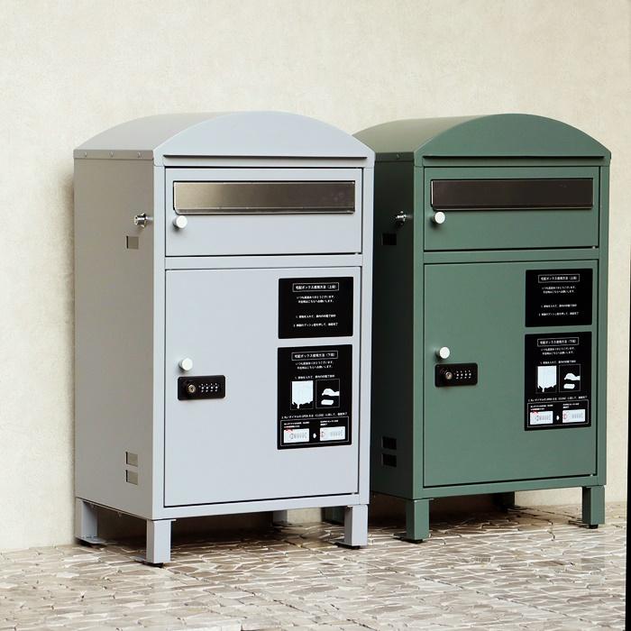 ポスト付 宅配ボックス スタンド型 自立 郵便ポスト グレー グリーン 郵便受け おしゃれ 北欧 モダン レトロ シンプル 一戸建て 玄関前 アンティーク 鍵付き | ブランド登録なし | 09