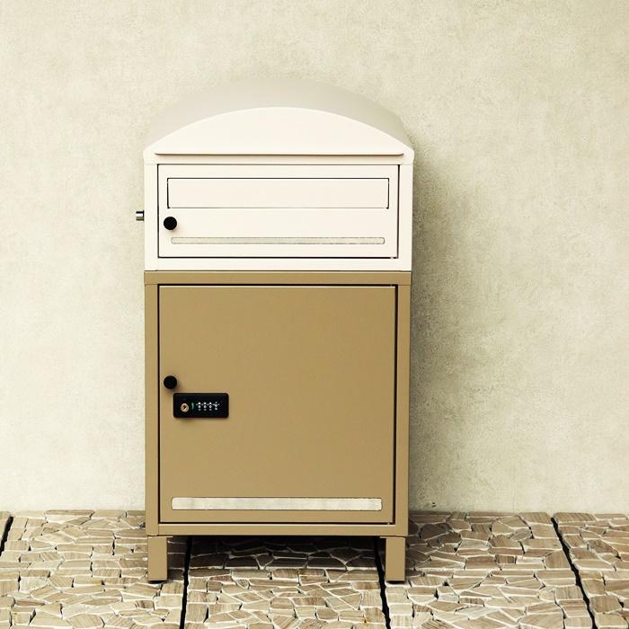 ポスト付 宅配ボックス スタンド型 自立 郵便ポスト ボルドー ベージュ 郵便受け おしゃれ 北欧 モダン レトロ シンプル 一戸建て 新聞受け アンティーク 鍵付き | ブランド登録なし | 08