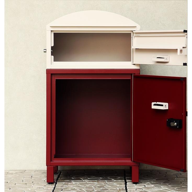 ポスト付 宅配ボックス スタンド型 自立 郵便ポスト ボルドー ベージュ 郵便受け おしゃれ 北欧 モダン レトロ シンプル 一戸建て 新聞受け アンティーク 鍵付き | ブランド登録なし | 09