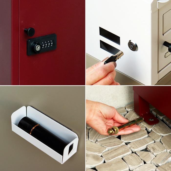 ポスト付 宅配ボックス スタンド型 自立 郵便ポスト ボルドー ベージュ 郵便受け おしゃれ 北欧 モダン レトロ シンプル 一戸建て 新聞受け アンティーク 鍵付き | ブランド登録なし | 11