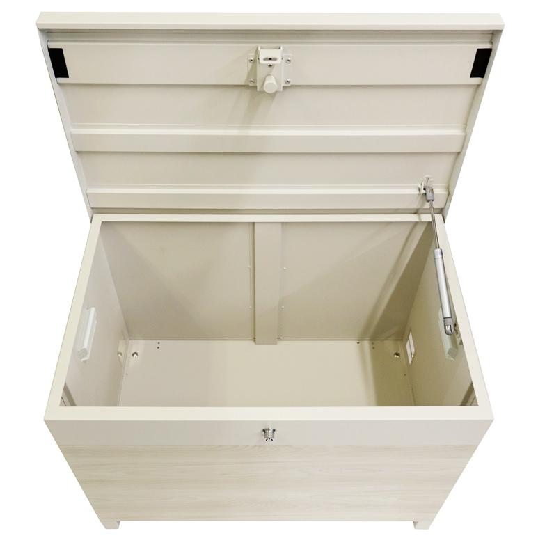 ベンチ収納宅配ボックス 宅配ボックス 一戸建て 収納ボックス 不在対策 再配達防止 一軒家 玄関前 おしゃれ 北欧 モダン カントリー ブラウン ホワイト 木目柄 | ブランド登録なし | 12