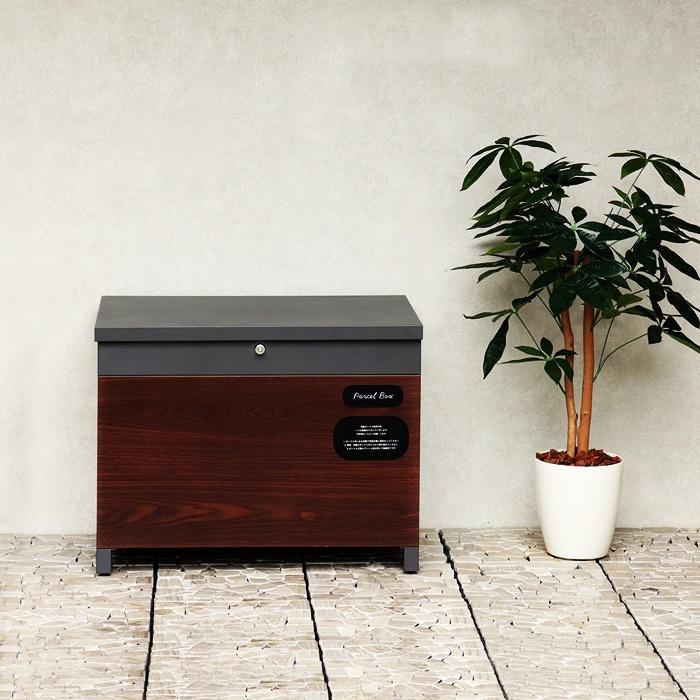 ベンチ収納宅配ボックス 宅配ボックス 一戸建て 収納ボックス 不在対策 再配達防止 一軒家 玄関前 おしゃれ 北欧 モダン カントリー ブラウン ホワイト 木目柄 | ブランド登録なし | 03