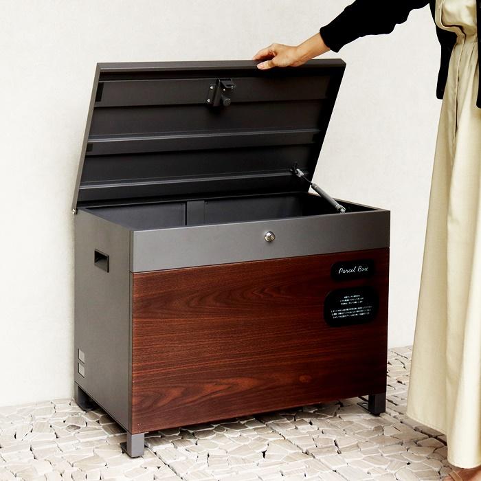 ベンチ収納宅配ボックス 宅配ボックス 一戸建て 収納ボックス 不在対策 再配達防止 一軒家 玄関前 おしゃれ 北欧 モダン カントリー ブラウン ホワイト 木目柄 | ブランド登録なし | 05