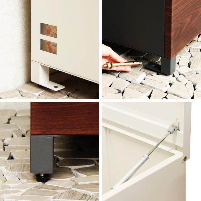 ベンチ収納宅配ボックス 宅配ボックス 一戸建て 収納ボックス 不在対策 再配達防止 一軒家 玄関前 おしゃれ 北欧 モダン カントリー ブラウン ホワイト 木目柄 | ブランド登録なし | 11