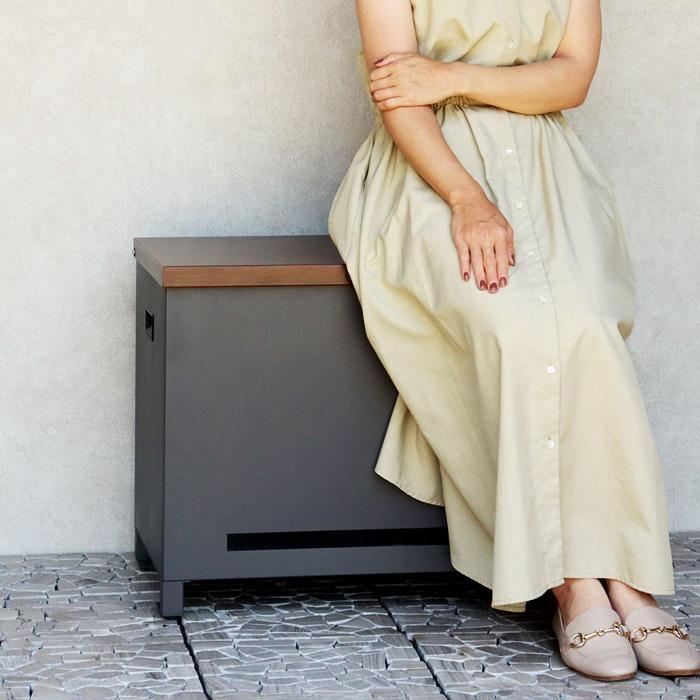 ベンチ収納宅配ボックス 宅配ボックス 一戸建て 収納ボックス 不在対策 再配達防止 一軒家 玄関前 おしゃれ 北欧 モダン カントリー ブラウン ホワイト 木目柄 | ブランド登録なし | 03