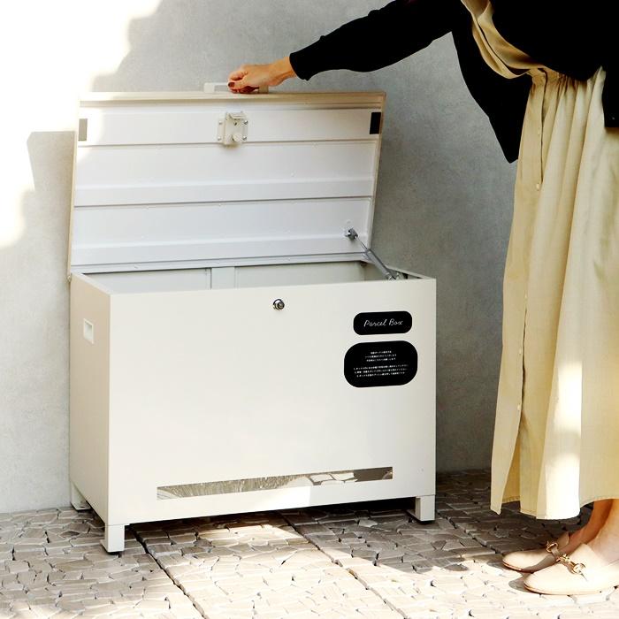 ベンチ収納宅配ボックス 宅配ボックス 一戸建て 収納ボックス 不在対策 再配達防止 一軒家 玄関前 おしゃれ 北欧 モダン カントリー ブラウン ホワイト 木目柄 | ブランド登録なし | 06