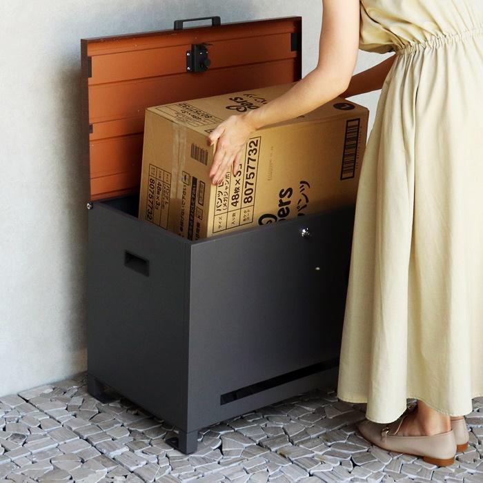 ベンチ収納宅配ボックス 宅配ボックス 一戸建て 収納ボックス 不在対策 再配達防止 一軒家 玄関前 おしゃれ 北欧 モダン カントリー ブラウン ホワイト 木目柄 | ブランド登録なし | 07