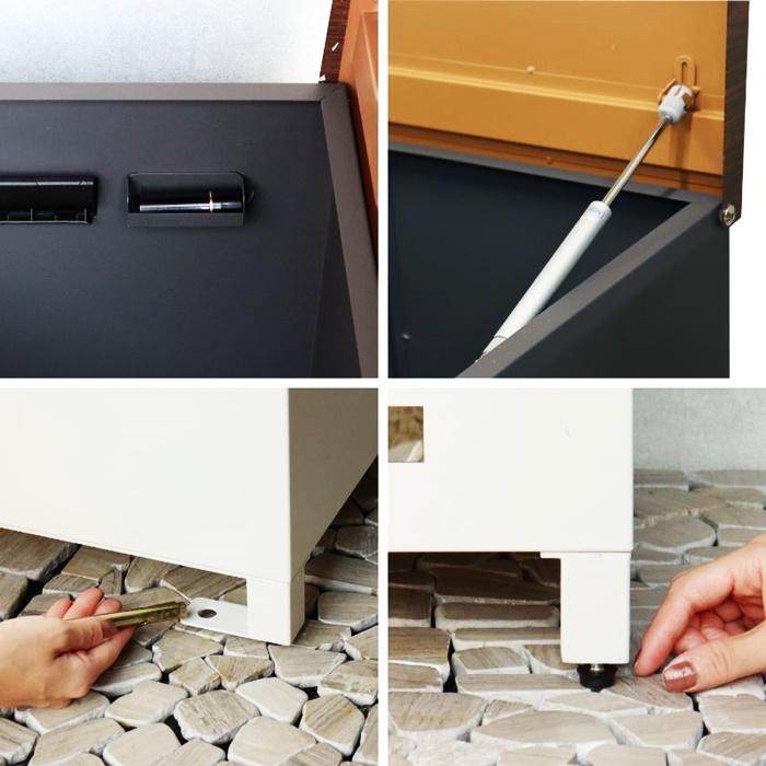 ベンチ収納宅配ボックス 宅配ボックス 一戸建て 収納ボックス 不在対策 再配達防止 一軒家 玄関前 おしゃれ 北欧 モダン カントリー ブラウン ホワイト 木目柄 | ブランド登録なし | 11