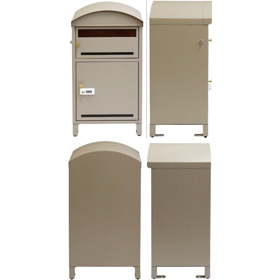 宅配ボックス ポスト付 郵便ポスト 一戸建て 宅配BOX 鍵付き スタンド型 自立 おしゃれ 木目柄 グレー ベージュ 北欧 ヨーロピアン 高級感 スタンドポスト | ブランド登録なし | 14