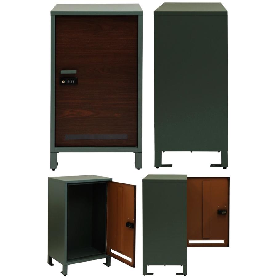 宅配ボックス 木目柄 レトロ 一戸建て ダイヤル錠 ダイヤルロック 不在対策 再配達防止 ブラウン グリーン グレー おしゃれ 北欧 カントリー エクステリア | ブランド登録なし | 13