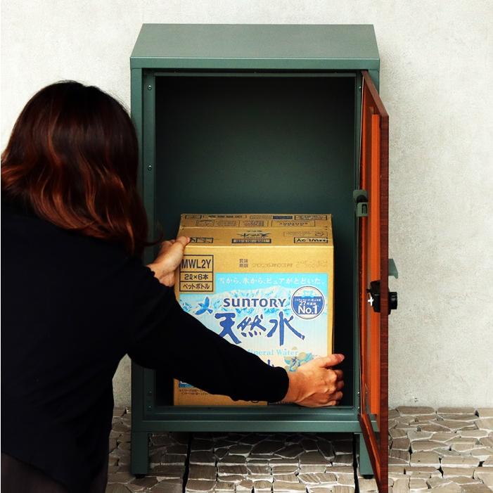 宅配ボックス 木目柄 レトロ 一戸建て ダイヤル錠 ダイヤルロック 不在対策 再配達防止 ブラウン グリーン グレー おしゃれ 北欧 カントリー エクステリア | ブランド登録なし | 07