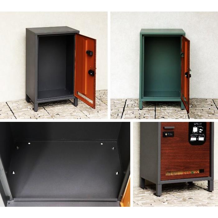 宅配ボックス 木目柄 レトロ 一戸建て ダイヤル錠 ダイヤルロック 不在対策 再配達防止 ブラウン グリーン グレー おしゃれ 北欧 カントリー エクステリア | ブランド登録なし | 08