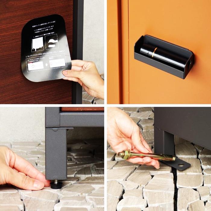 宅配ボックス 木目柄 レトロ 一戸建て ダイヤル錠 ダイヤルロック 不在対策 再配達防止 ブラウン グリーン グレー おしゃれ 北欧 カントリー エクステリア | ブランド登録なし | 11