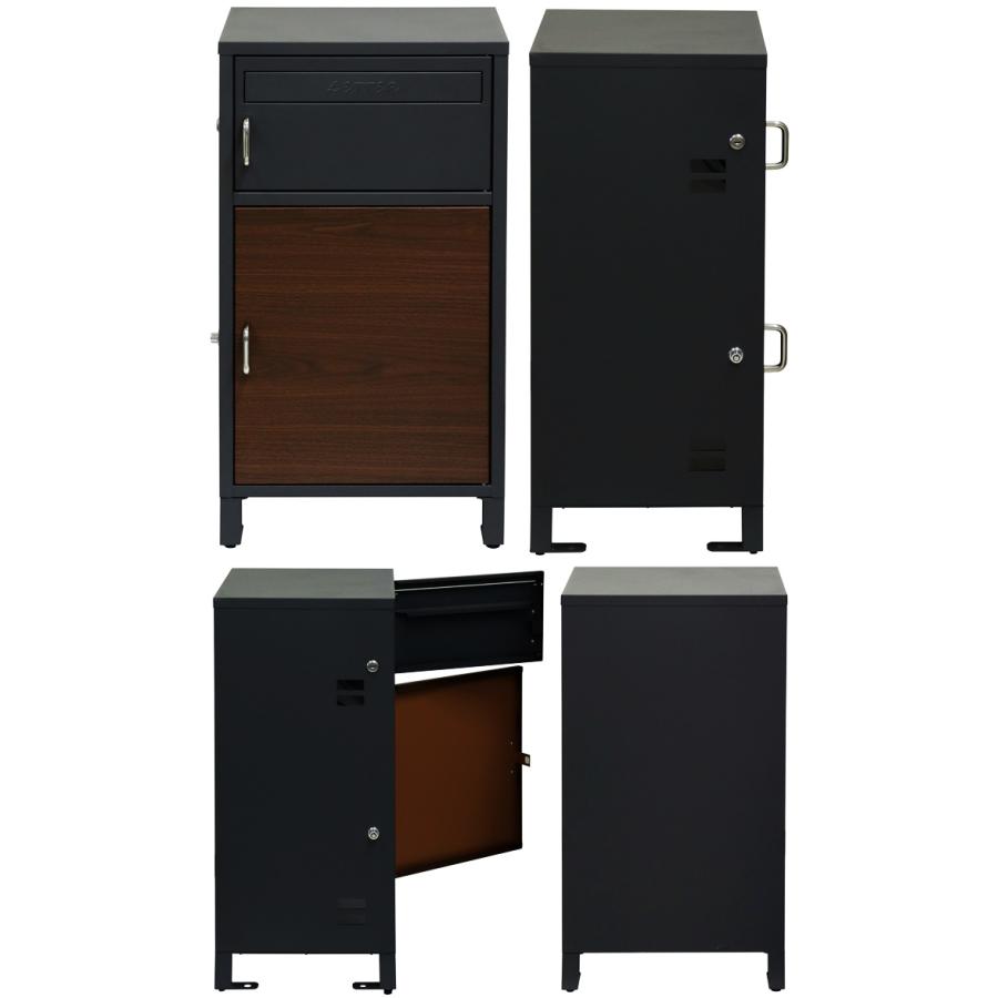 宅配ボックス付ポスト 木目柄 鍵付き ダークグレー ブラウン木目/ミルクティーベージュ ホワイト木目 宅配ボックス 郵便ポスト 自立 おしゃれ 北欧 レトロ | ブランド登録なし | 14