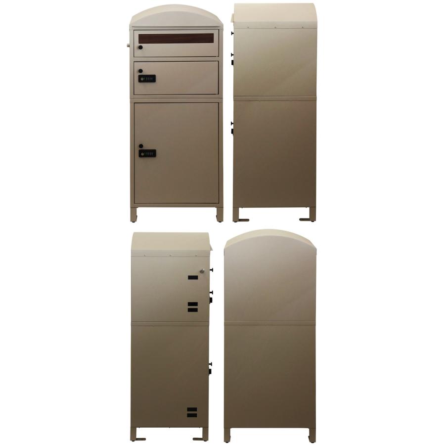 宅配ボックス付きポスト 2段タイプ 鍵付き グレー ベージュ 宅配ボックス 郵便ポスト 自立 スタンド式 金属製 おしゃれ 北欧 レトロ カントリー モダン 一軒家 | ブランド登録なし | 09