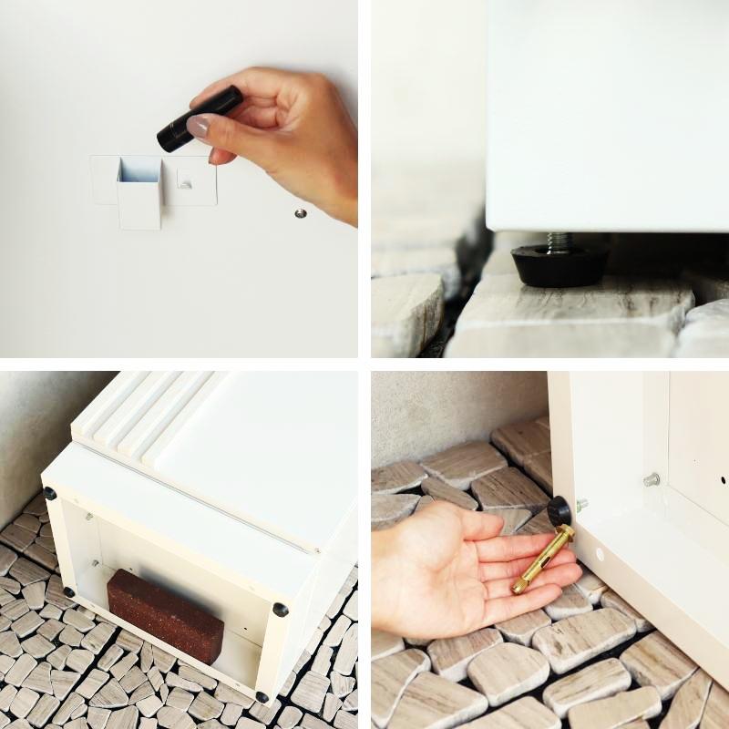 宅配ボックス おしゃれ ブラック ホワイト 木目柄 高級感 一戸建て 一軒家 宅配BOX 鍵付き 施錠 セキュリティー 玄関前 本体完成品 再配達防止 | ブランド登録なし | 11