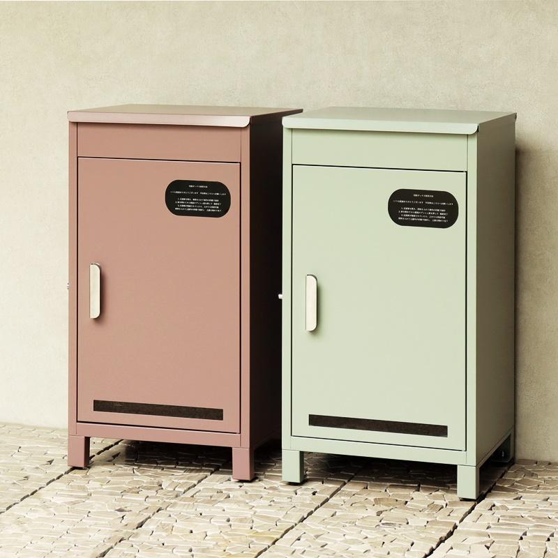宅配ボックス おしゃれ シンプル 2段 ピンクレッド系 グリーン 一戸建て 一軒家 宅配BOX 鍵付き 施錠 セキュリティー 玄関前 本体完成品 アンティーク | ブランド登録なし