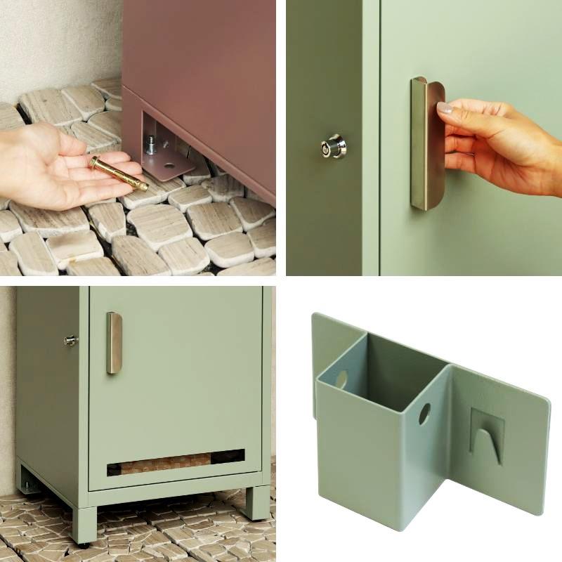 宅配ボックス おしゃれ シンプル 2段 ピンクレッド系 グリーン 一戸建て 一軒家 宅配BOX 鍵付き 施錠 セキュリティー 玄関前 本体完成品 アンティーク | ブランド登録なし | 12
