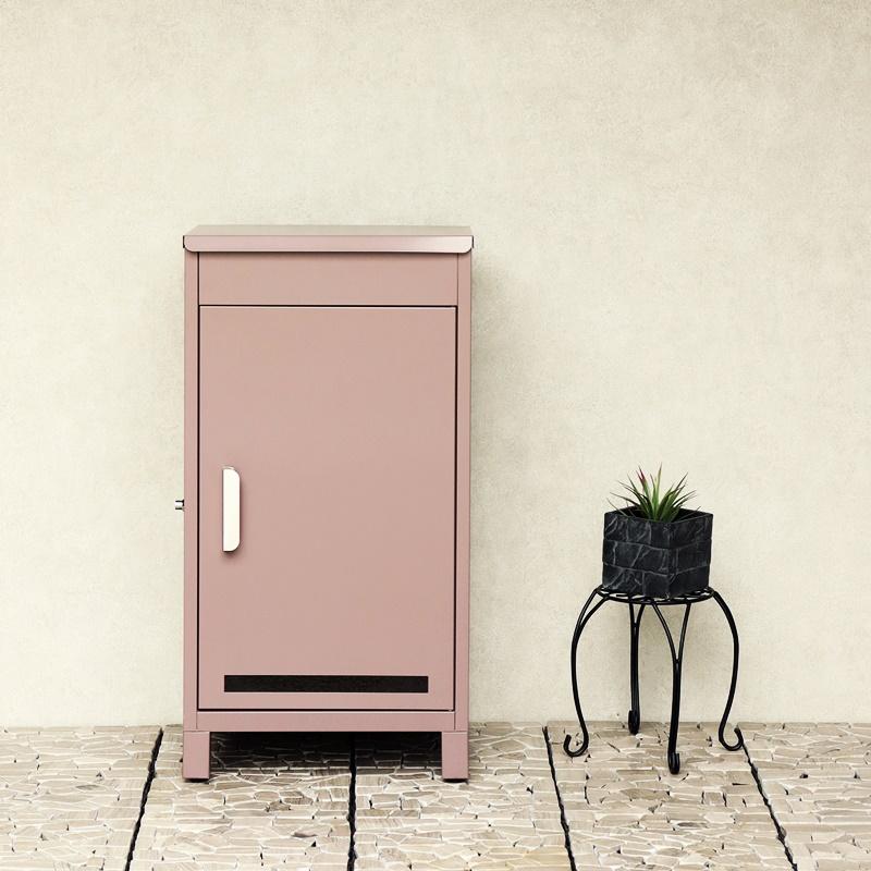 宅配ボックス おしゃれ シンプル 2段 ピンクレッド系 グリーン 一戸建て 一軒家 宅配BOX 鍵付き 施錠 セキュリティー 玄関前 本体完成品 アンティーク | ブランド登録なし | 03