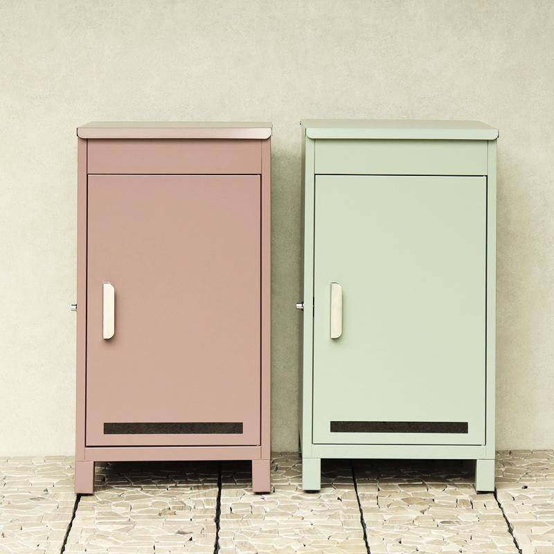 宅配ボックス おしゃれ シンプル 2段 ピンクレッド系 グリーン 一戸建て 一軒家 宅配BOX 鍵付き 施錠 セキュリティー 玄関前 本体完成品 アンティーク | ブランド登録なし | 03