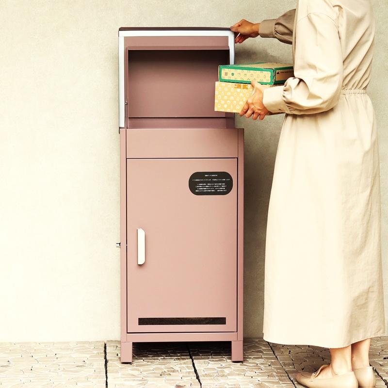 宅配ボックス おしゃれ シンプル 2段 ピンクレッド系 グリーン 一戸建て 一軒家 宅配BOX 鍵付き 施錠 セキュリティー 玄関前 本体完成品 アンティーク | ブランド登録なし | 06